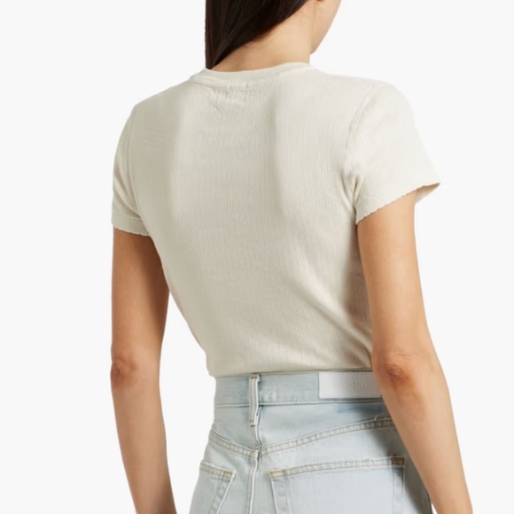 Re/Done Hanes Short Sleeve 90’s Ribbed Cotton Tee Made in USA - Picture 7 of 8